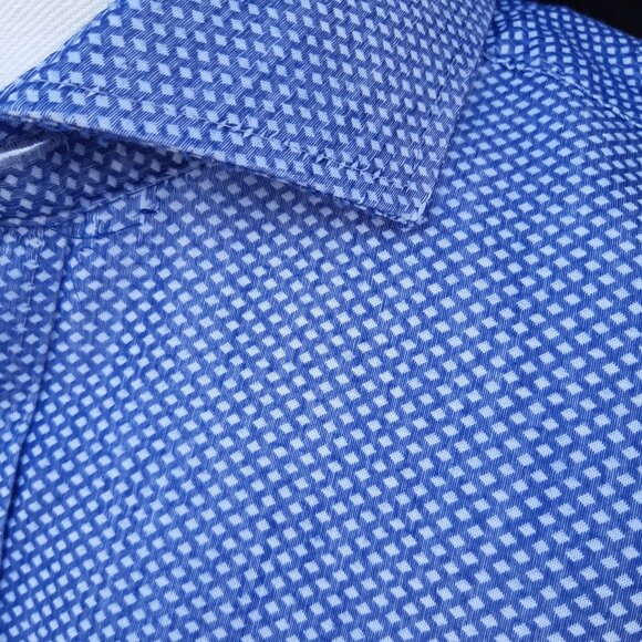 ⚡️BUY 3 for $55⚡️ Bruun & Stengade SZ 16 Slim Fit Blue & White Men's Shirt - Picture 4 of 13